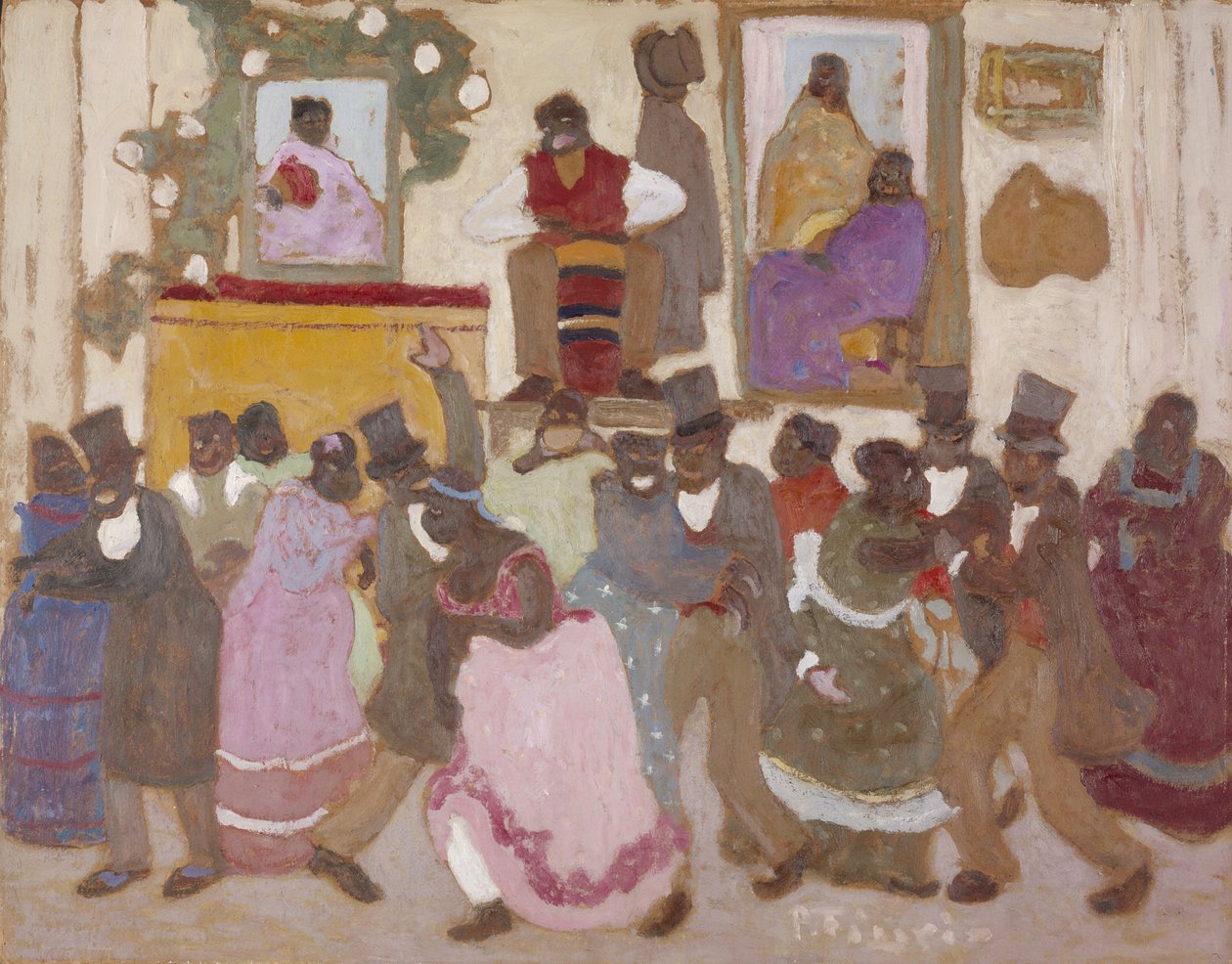 Pessoas dançando: Candombe, c.1920 (óleo sobre tábua) de Pedro Figari