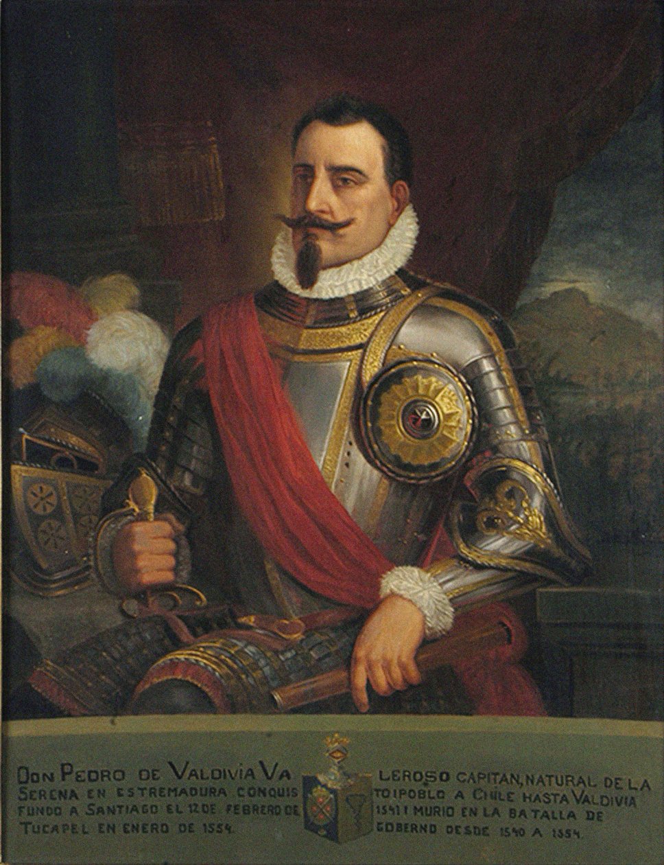 Portrait of Pedro de Valdivia, 1874 de Pedro León Carmona