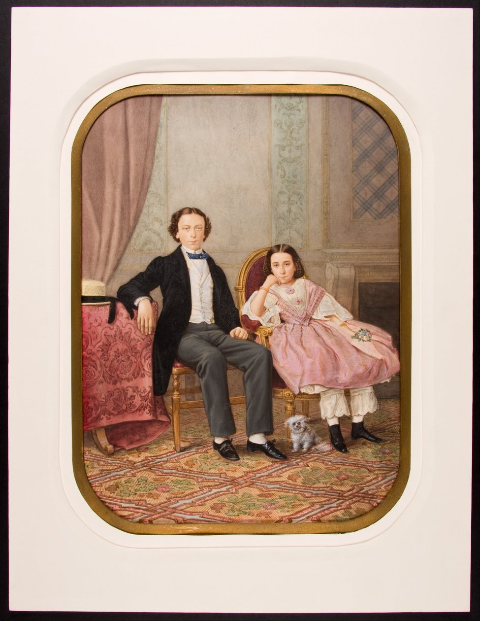 Antonio e Amelia del Valle y Serrano quando crianças de Pedro Martínez de Hebert