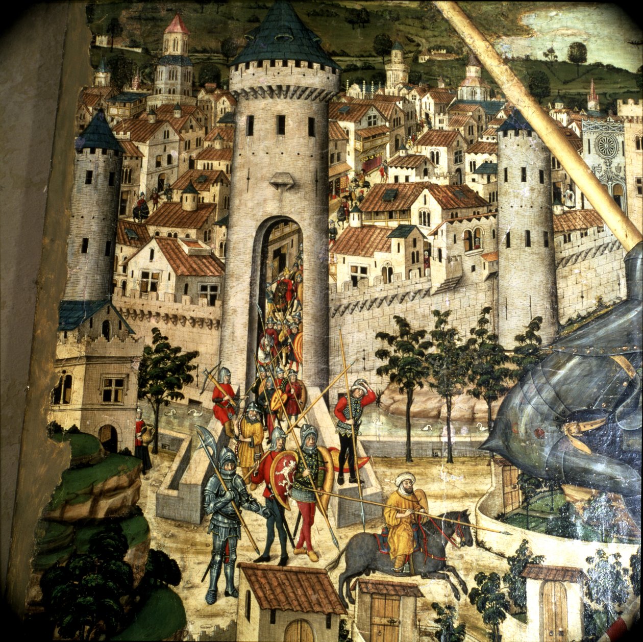 Altarpe de São Jorge: conquista de Palma de Maiorca em 1229 pelas tropas de Jacques I, Rei de Aragão, detalhe de Pedro Nisart