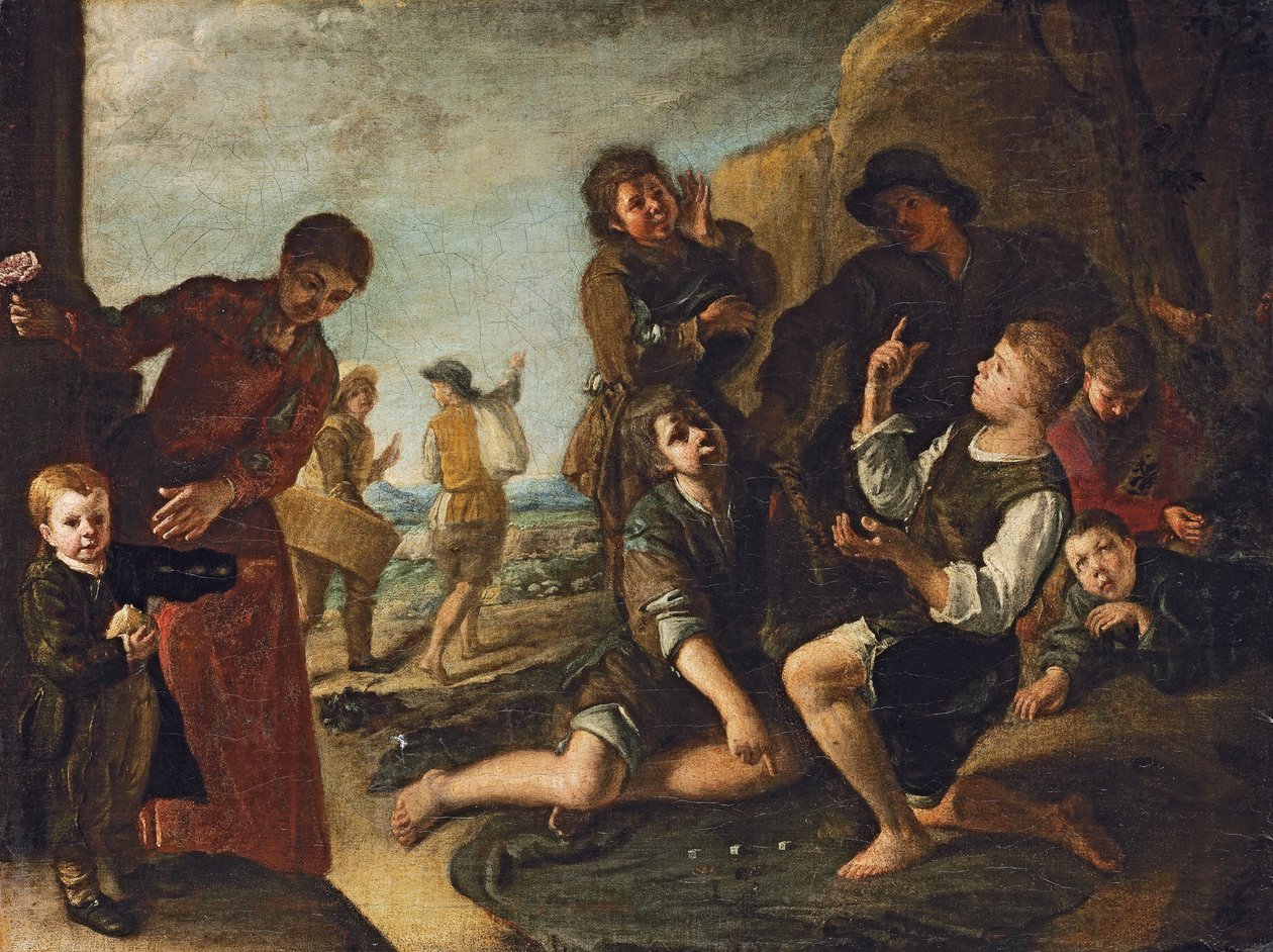 Meninos jogando dados - um modello de Pedro Nunez de Villavicenzio