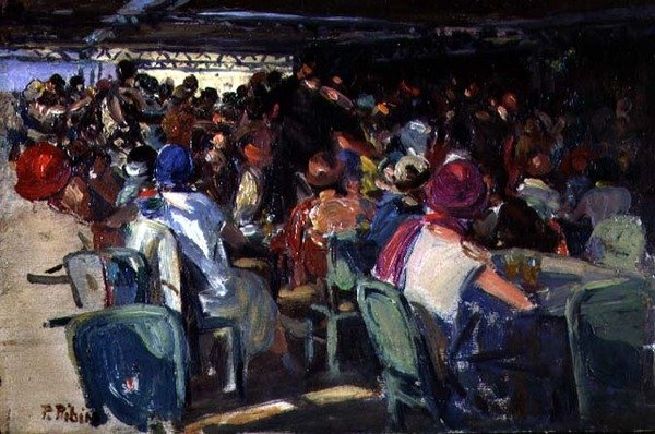 Cena do Café (óleo a bordo) de Pedro Ribera