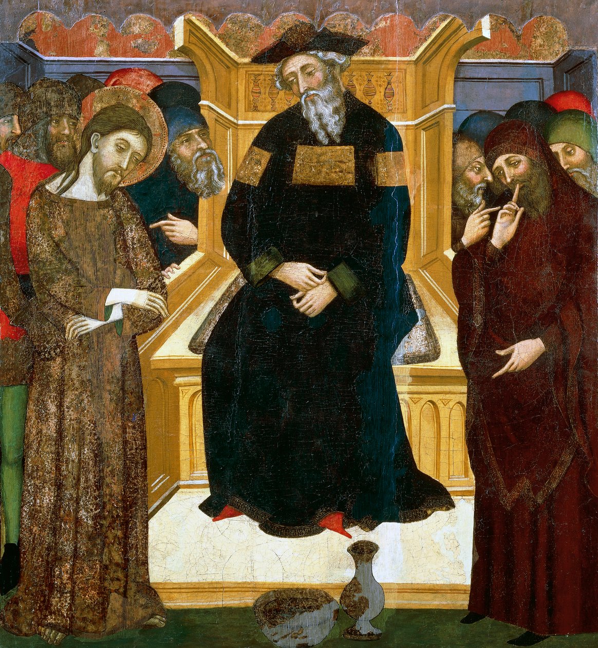 Cristo perante Pilatos, de Pedro Serra ou Pere Serra (activo entre 1363 e 1399), pintura sobre madeira. de Pedro Serra