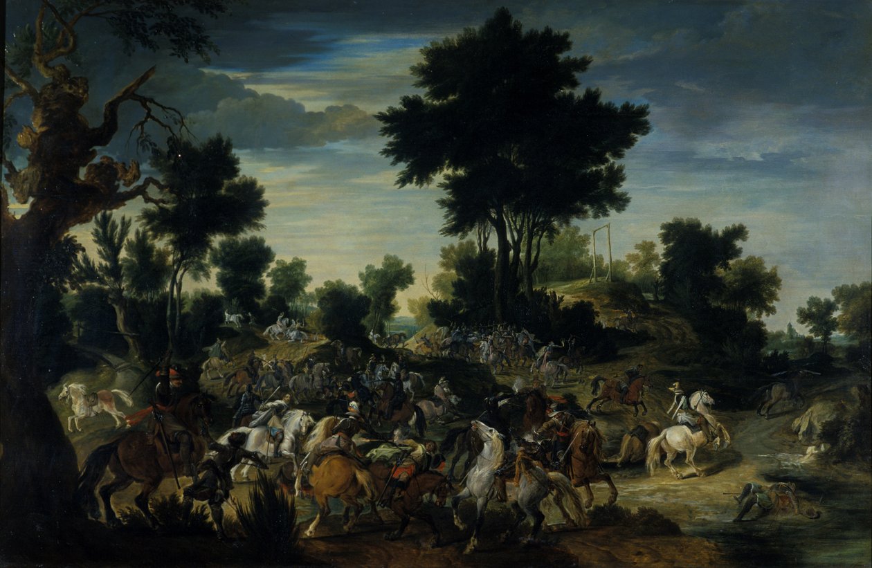 Cavaleiros avançando em um riacho, 1601-15 de Peeter Snayers