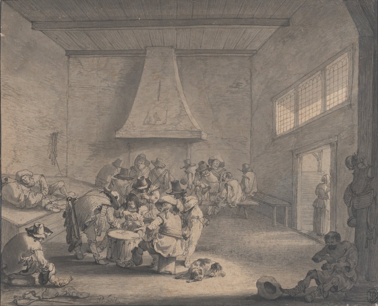 Cena da sala de guarda, c.1700. de Peeter Bout