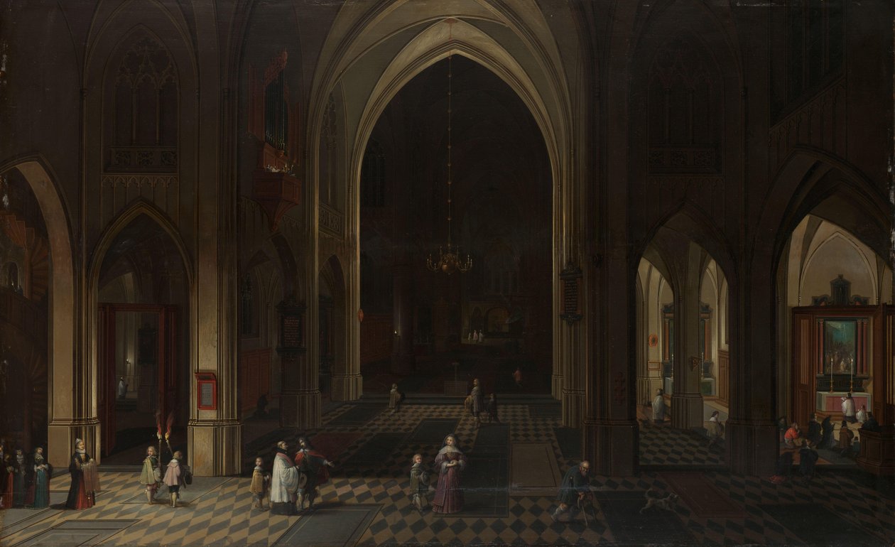Interior de uma Igreja Gótica à Noite Olhando para Leste de Peeter Neeffs (I)