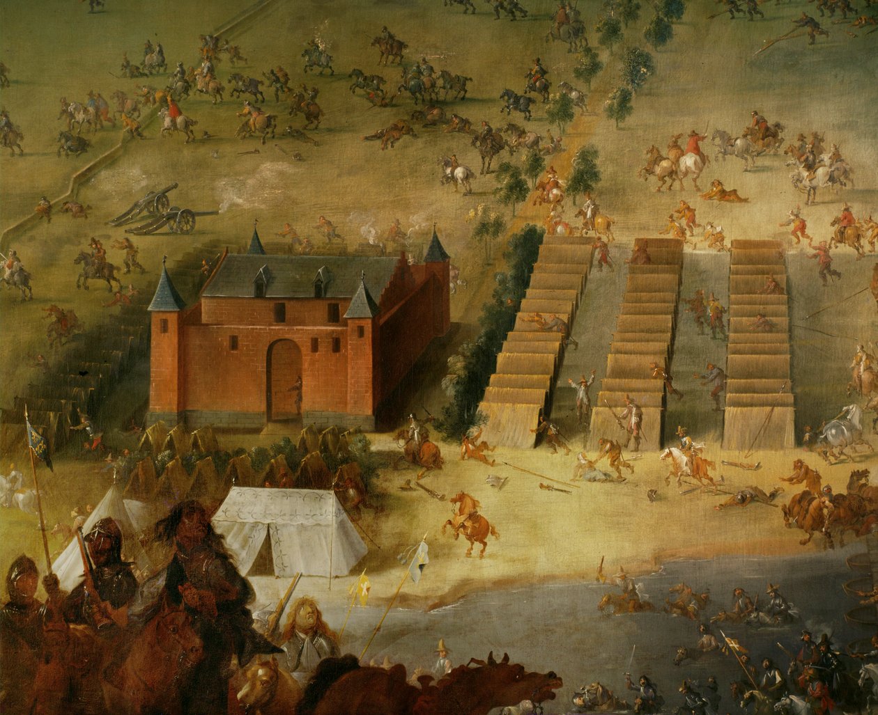 Guerra dos Trinta Anos : A batalha de Diedenhofen em 1639, quando o general da Liga, Conde Piccolomini, derrotou as tropas francesas ... de Peeter Snayers