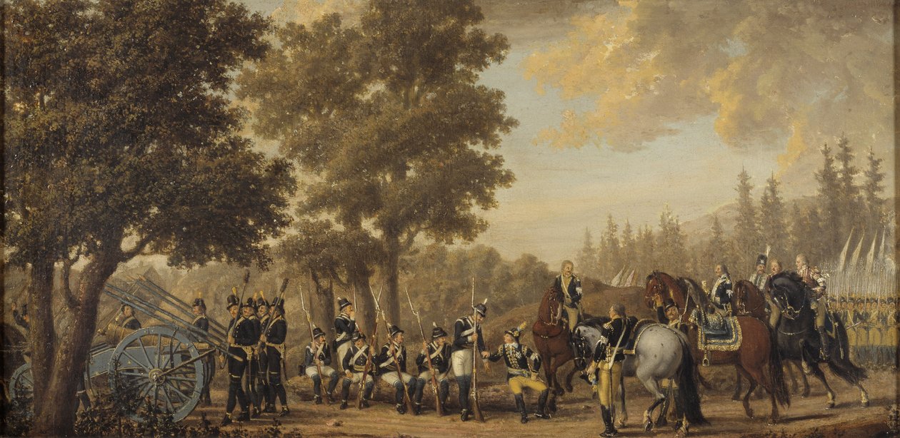 Le roi Gustave III de Suede (1746-1792) durant la guerre russo suedoise (1788-1790) - Rei Gustav III da Suécia na Guerra Russo-Sueca, por Hillestrom, Pehr (1732-1816). Óleo sobre tela de Pehr Hilleström