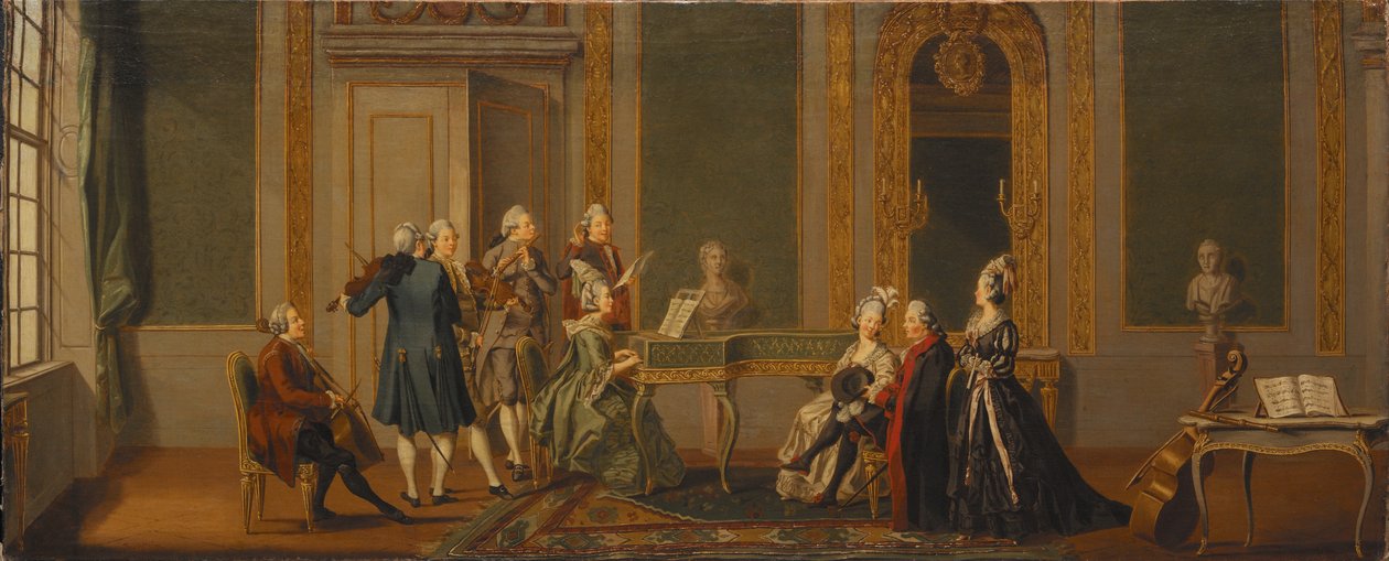 Interior de estilo gustaviano com uma festa musical de Pehr Hilleström