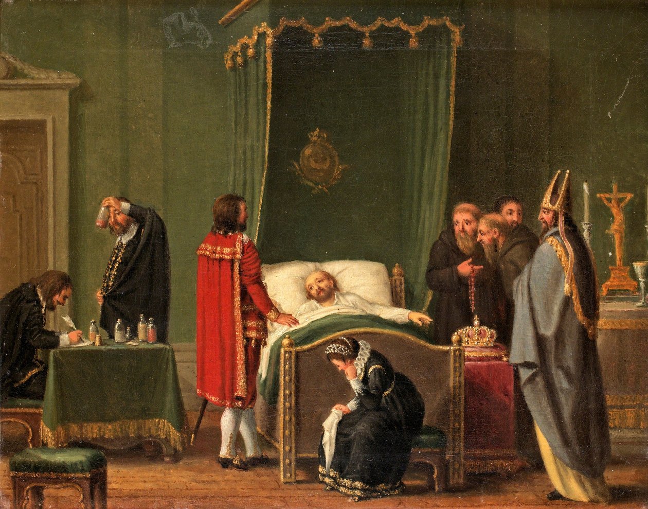 Sten Sture no leito de morte do rei Carlos VIII da Suécia de Pehr Hilleström