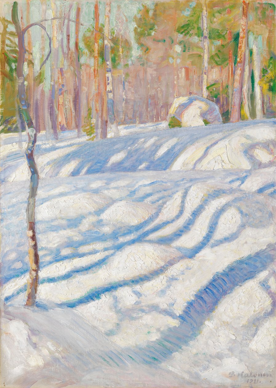 Paisagem de inverno iluminada pelo sol de Pekka Halonen