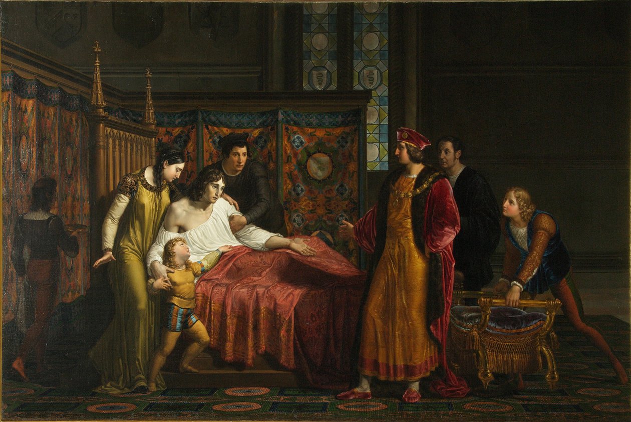 Carlos VIII visita Gian Galeazzo Sforza em Pavia em 1494, 1816-1818 de Pelagio Palagi