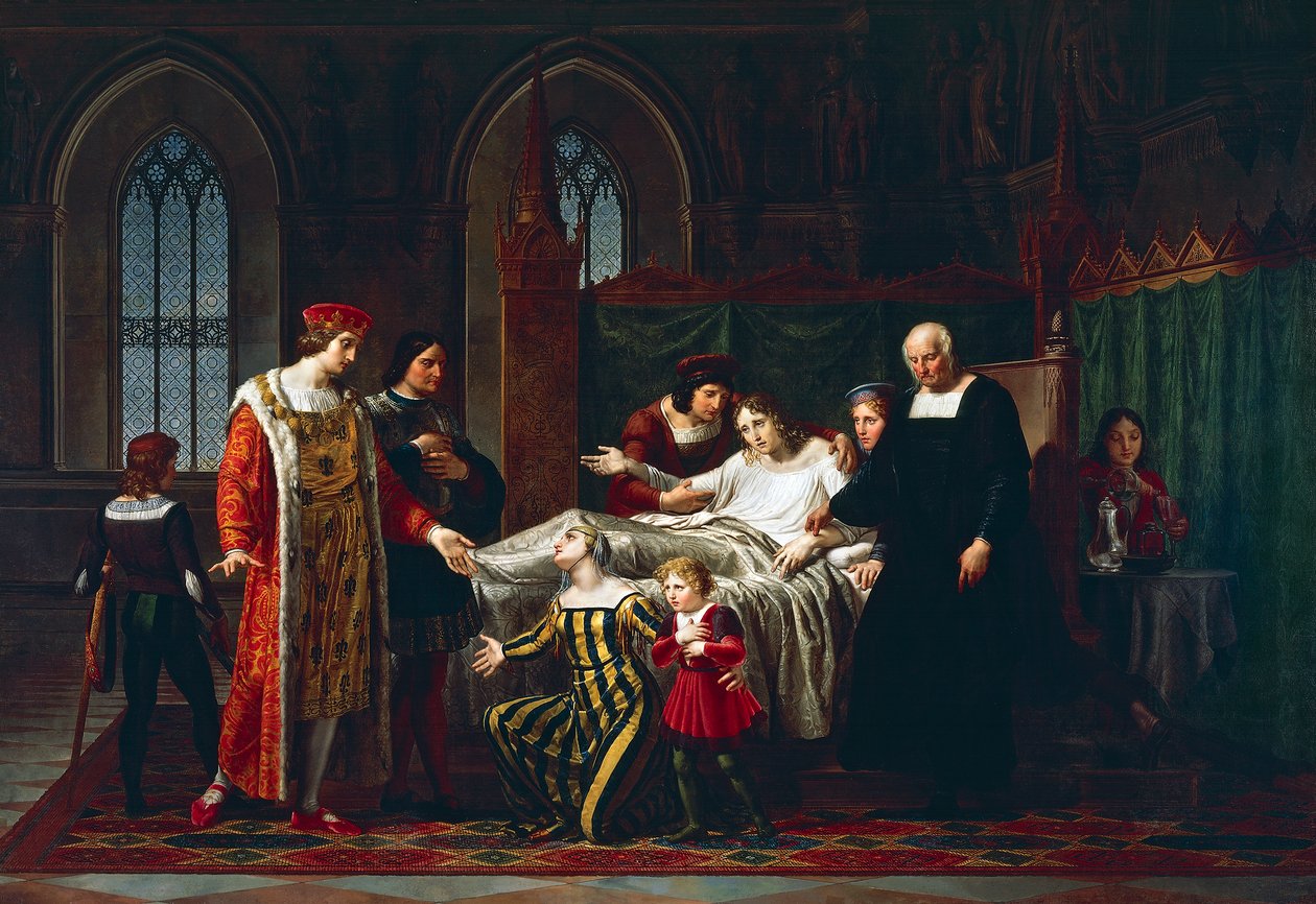 Carlos VIII encontro com Gian Galeazzo Sforza, moribundo em Pavia de Pelagio Palagi
