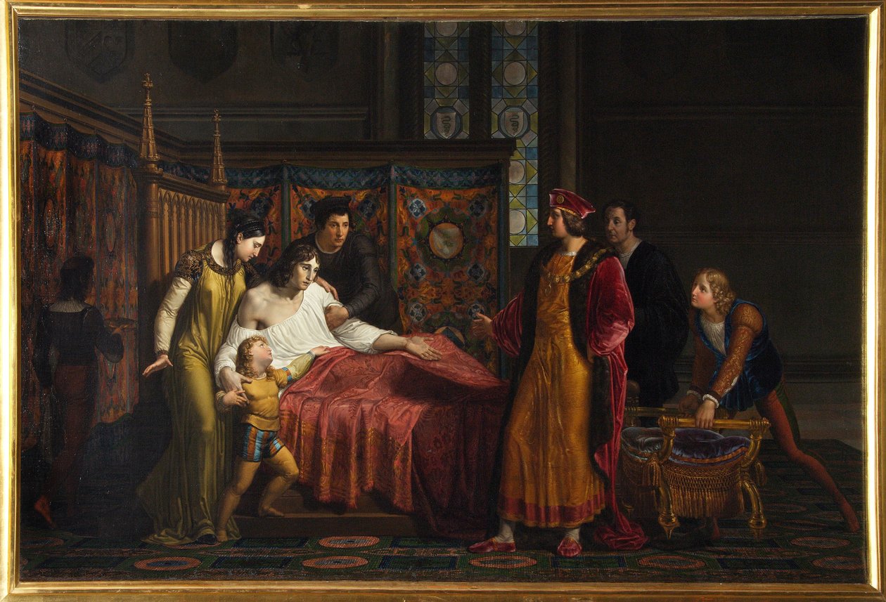 Carlos VIII visitando o moribundo Gian Galeazzo Sforza no Castelo de Pavia de Pelagio Palagi