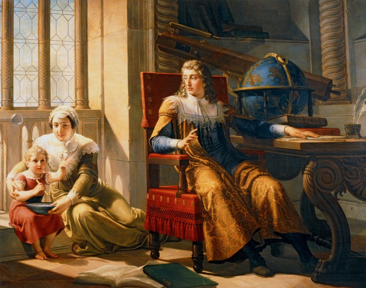 Isaac Newtong descobre a refração da luz (pintura sobre tela) de Pelagio Palagi