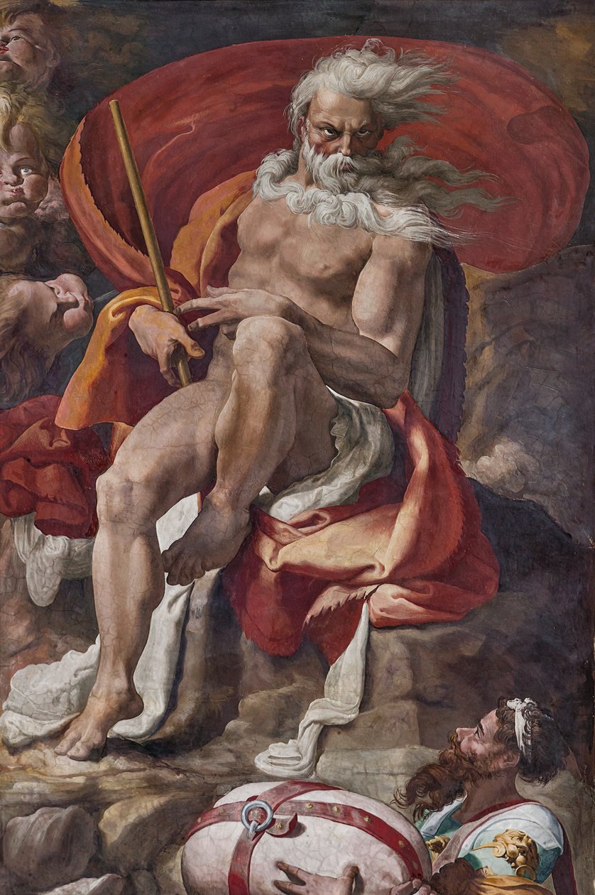 Éolo dando a bolsa a Ulisses com todos os ventos, detalhe da Sala de Polifemo de Pellegrino Tibaldi