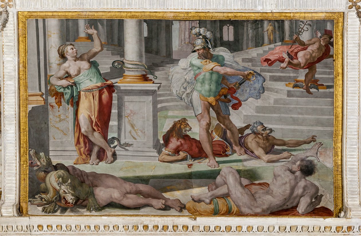 Ulisses e Circe, detalhe da Sala de Polifemo de Pellegrino Tibaldi