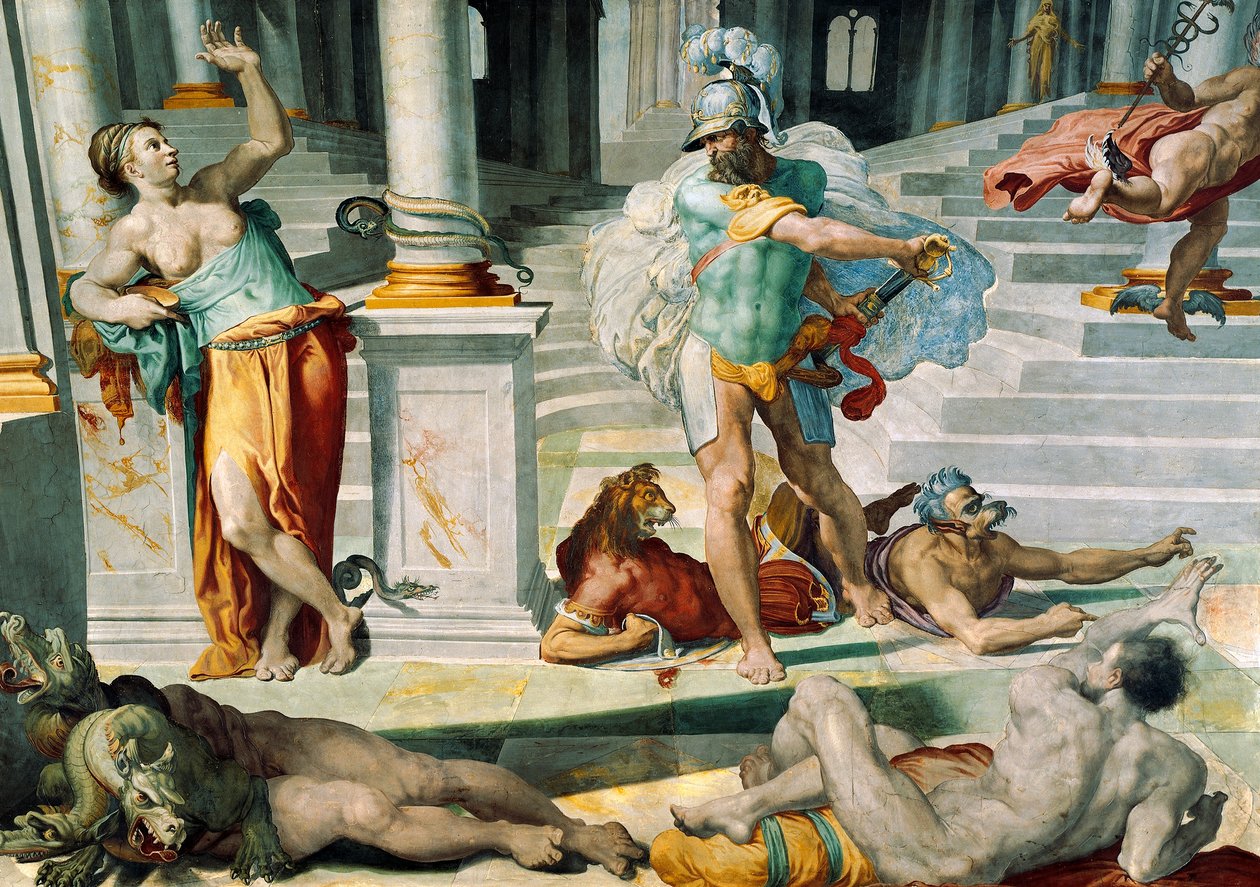 Ulisses e a Feiticeira Circe, de Pellegrino Tibaldi, Circa 1550, afresco de Pellegrino Tibaldi