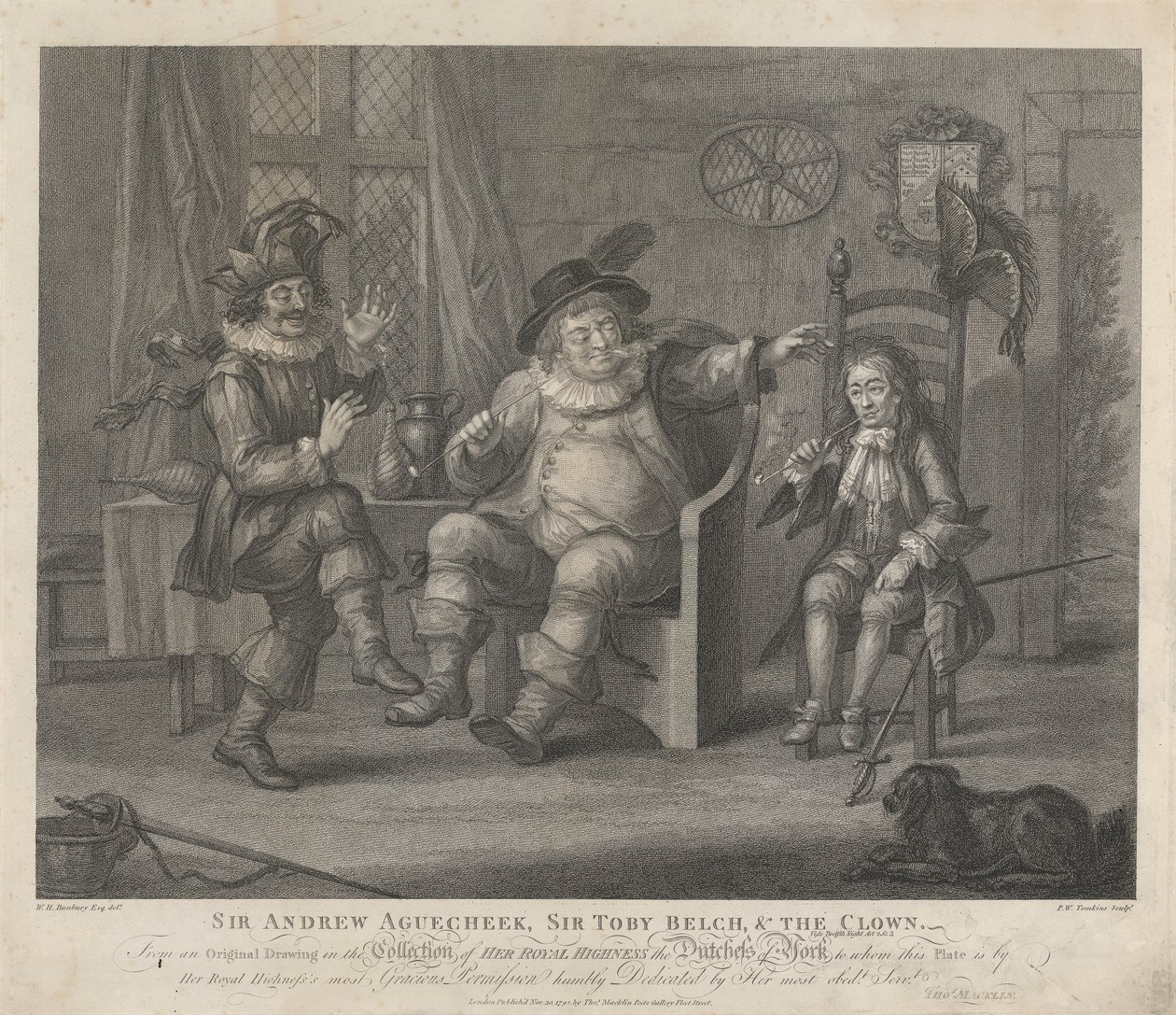 Sir Andrew Aguecheek, Sir Toby Belch e o Palhaço - "Décima Segunda Noite", Acto II, Cena III de Peltro W. Tomkins