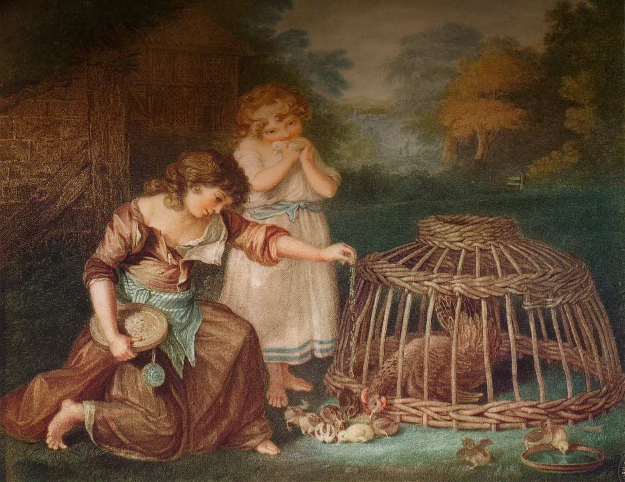 Galinhas de alimentação, c1788 de Peltro William Tomkins