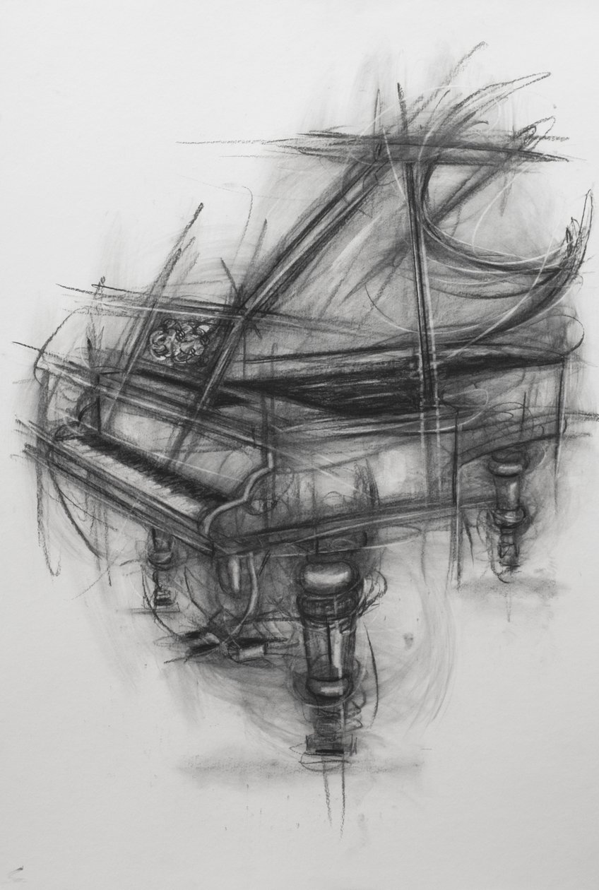 Grand Piano, 2005 (carvão vegetal sobre papel) de Penny Warden