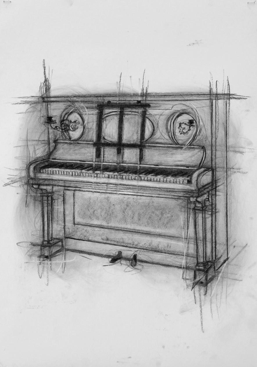 Piano,2005 (carvão vegetal sobre papel) de Penny Warden