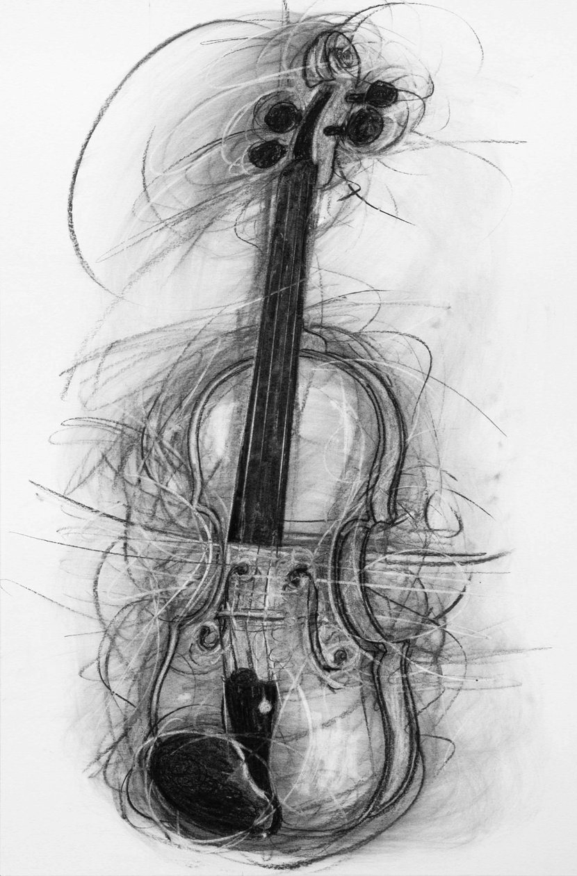 Violino, 2005 (carvão vegetal sobre papel) de Penny Warden