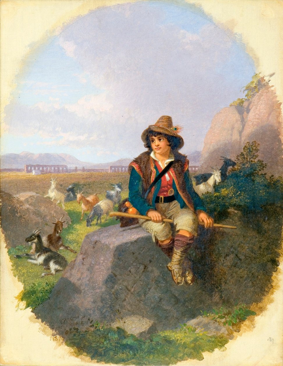 "Um pastor de cabras nas Romas Campagna", 1870s de Penry Williams