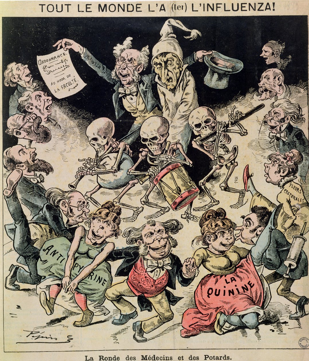 Caricatura da epidemia de gripe de 1820, c.1889 de Pepin