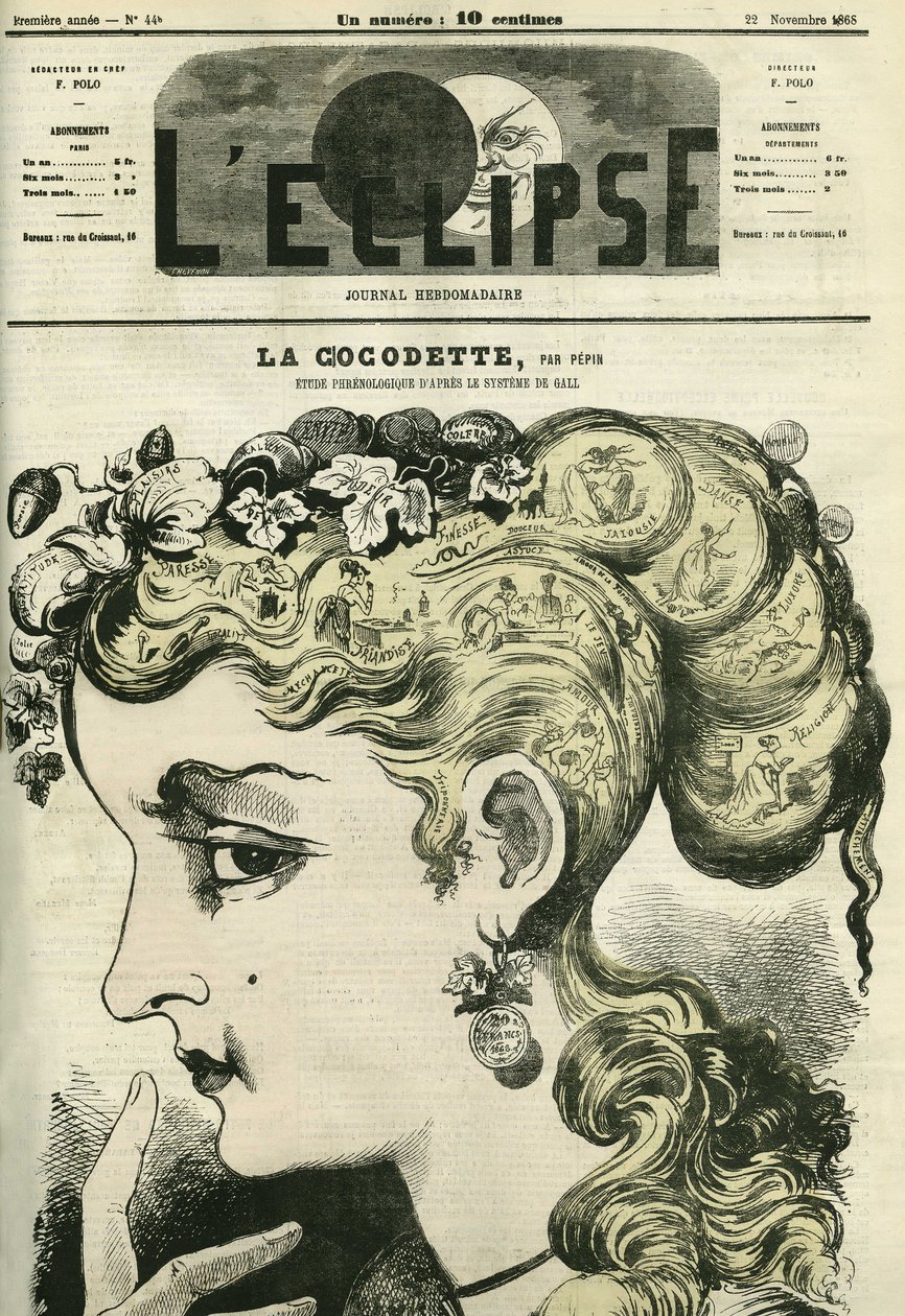 Cocodette, um estudo de frenologia do sistema Gall. Capa em "L