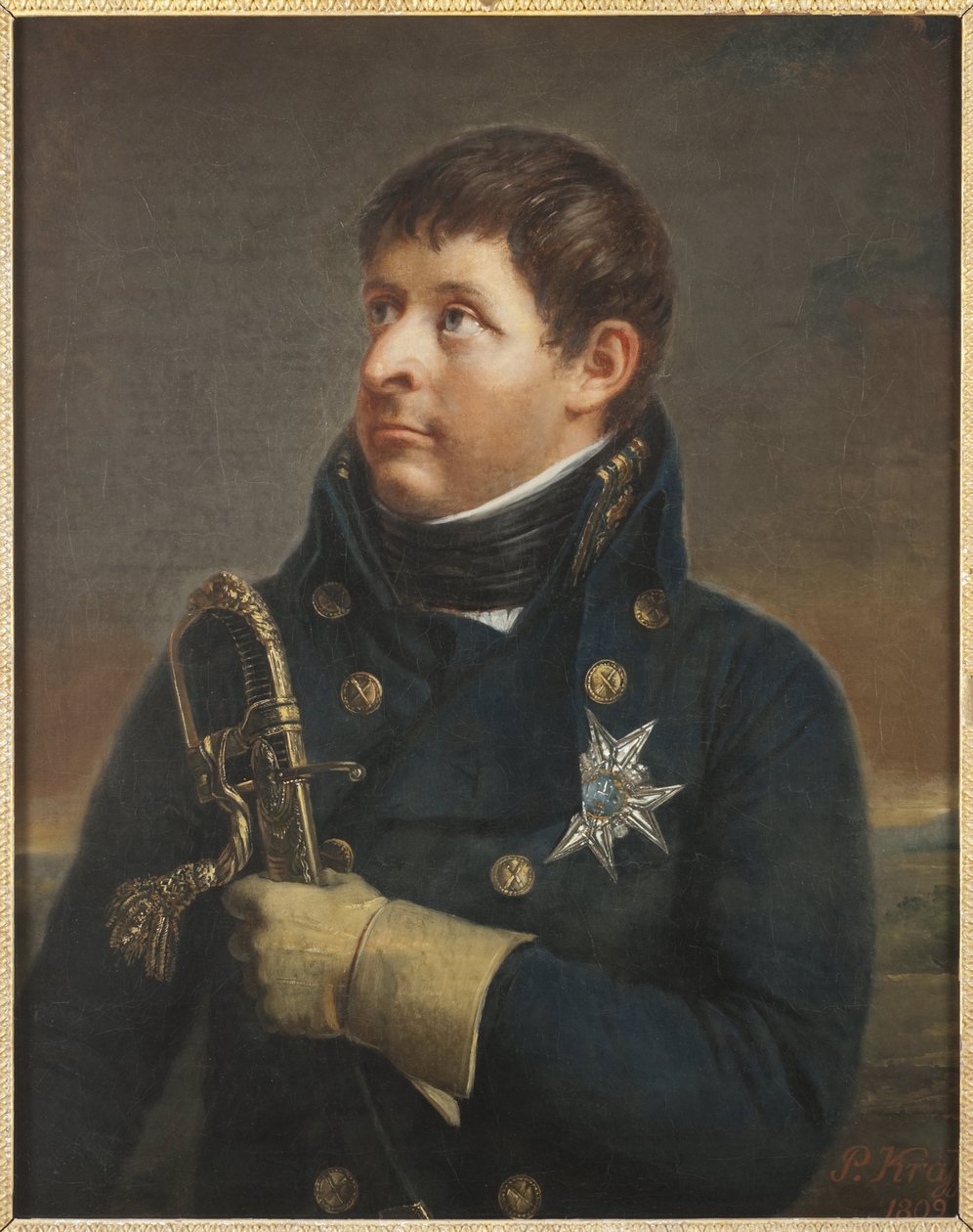 Le Prince Charles Auguste de Suede, general dinamarquês - Retrato de Christian August de Schleswig-Holstein-Sonderburg-Augustenborg (1768-1810), por Krafft, Per, o Jovem (1777-1863). Óleo sobre tela de Per  Krafft