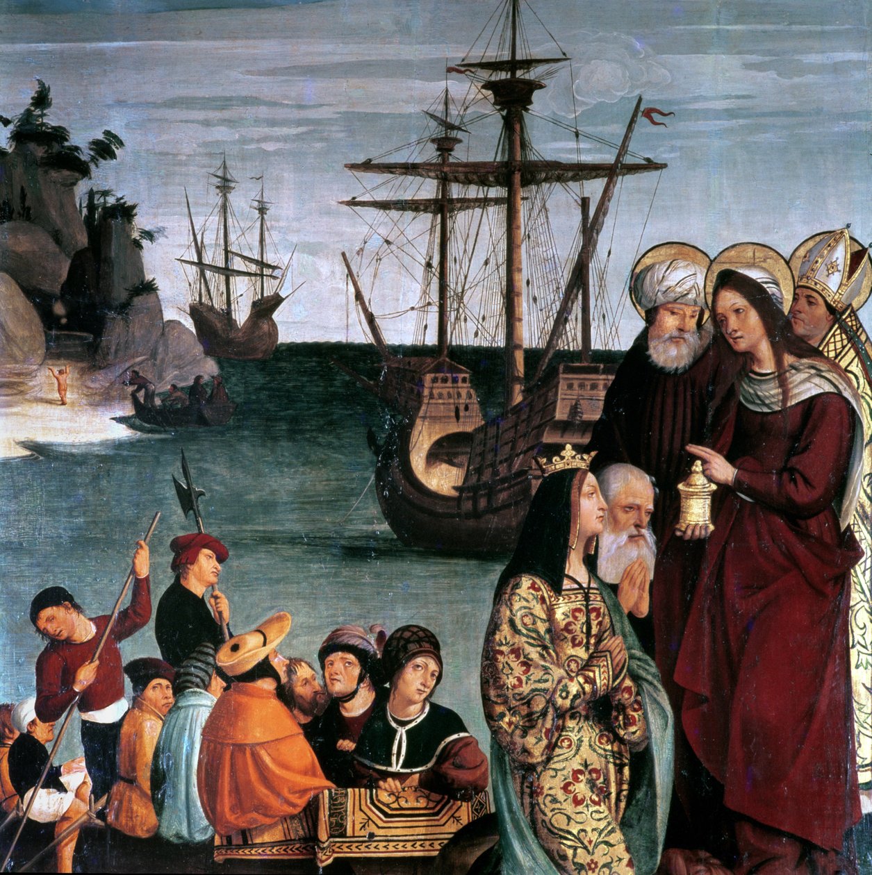 Maria Madalena embarca num navio, a partir do retábulo de Santa Madalena de Pera Matas