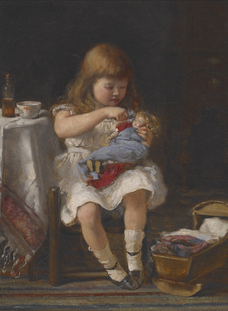 Uma mãe ansiosa (óleo sobre tela) de Percival de Luce