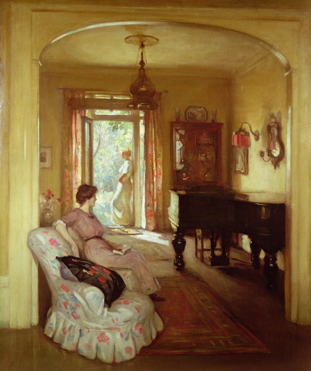Cena interior com duas senhoras de Percy William Gibbs