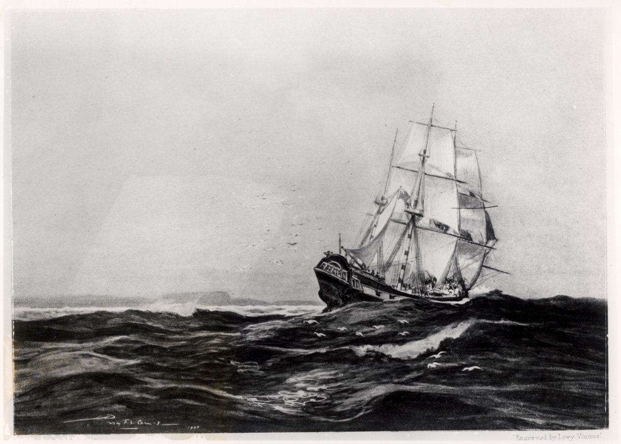 The Endeavour at Sea, 1900, gravado por Lowy de Percy F.S. Spence
