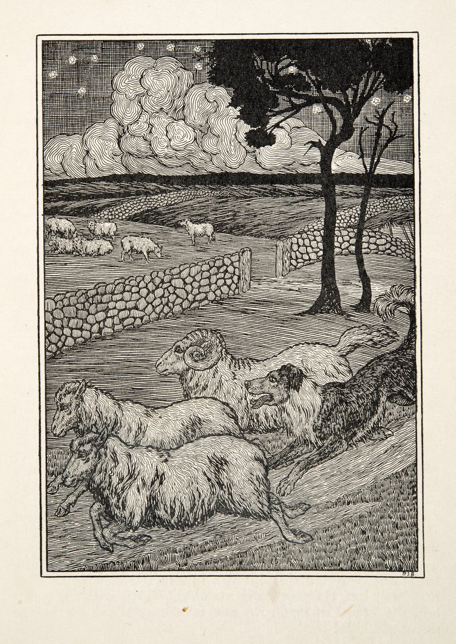 Um ladrão canino dos carneiros, de cem anecdotes dos animais, bar. 1924 de Percy J. Billingshurst