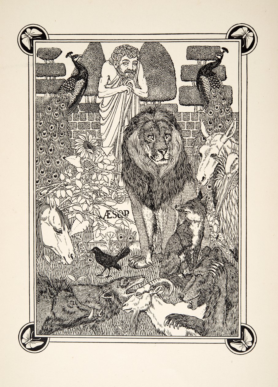 Frontispício, de cem fábulas de Esopo, pub.1903 de Percy J. Billingshurst