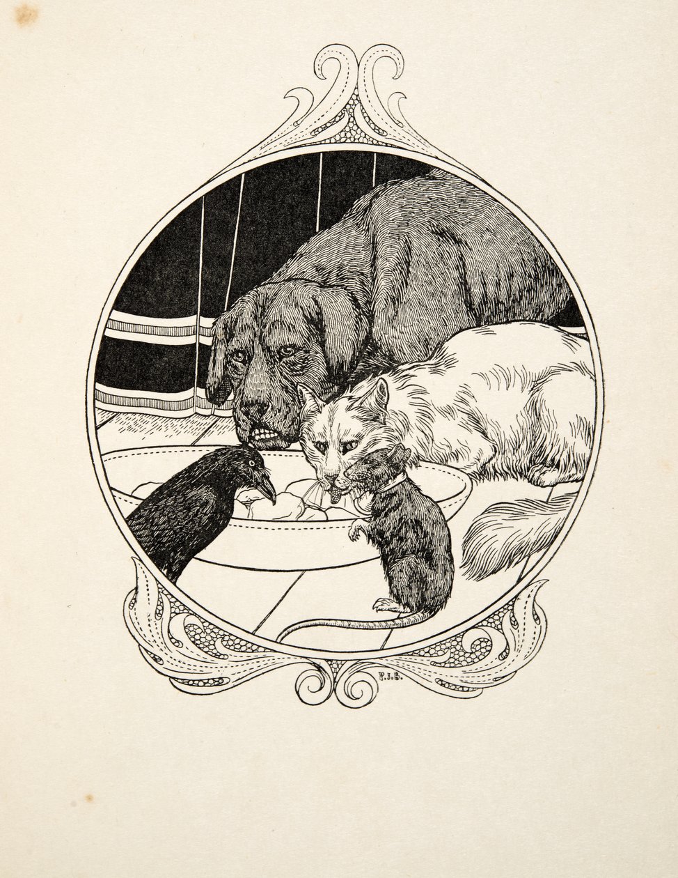 Fraternidade impar, de cem anecdotes dos animais, bar. 1924 de Percy J. Billingshurst