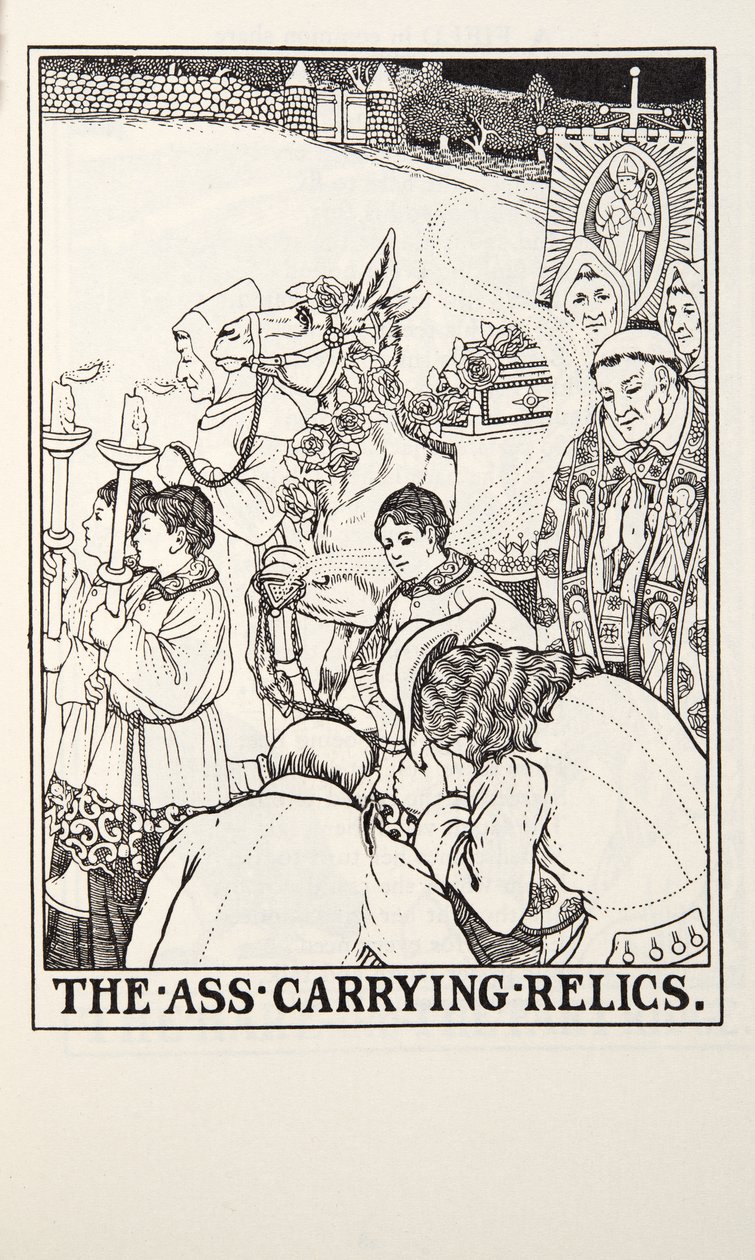 The Ass Carry Relics, de Fontaine Fables, pub. 1905 (gravura) de Percy J. Billingshurst
