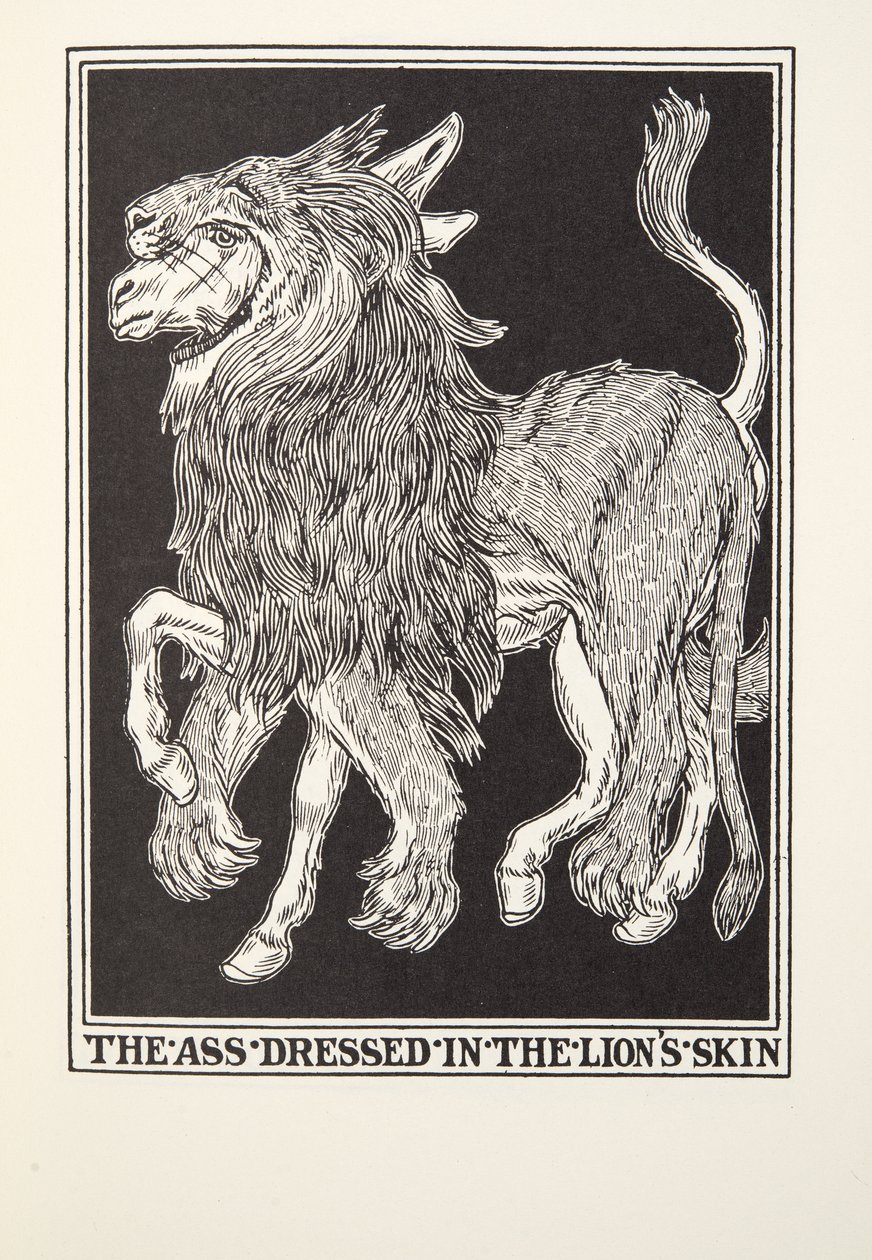 O burro vestido na pele de leões, de Fontaine Fables, pub. 1905 de Percy J. Billingshurst