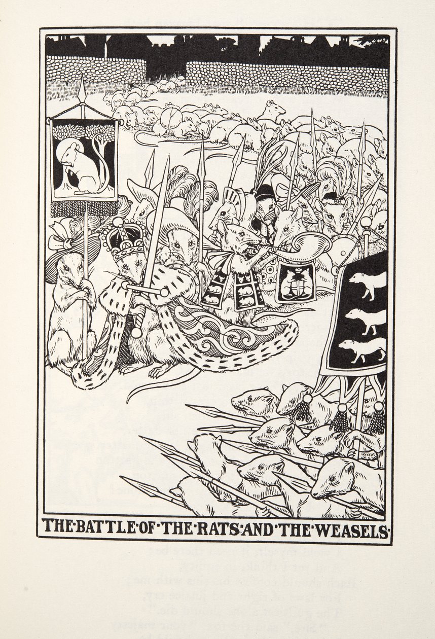 A Batalha dos Ratos e das Doninhas, de Fontaine Fables, pub. 1905 de Percy J. Billingshurst