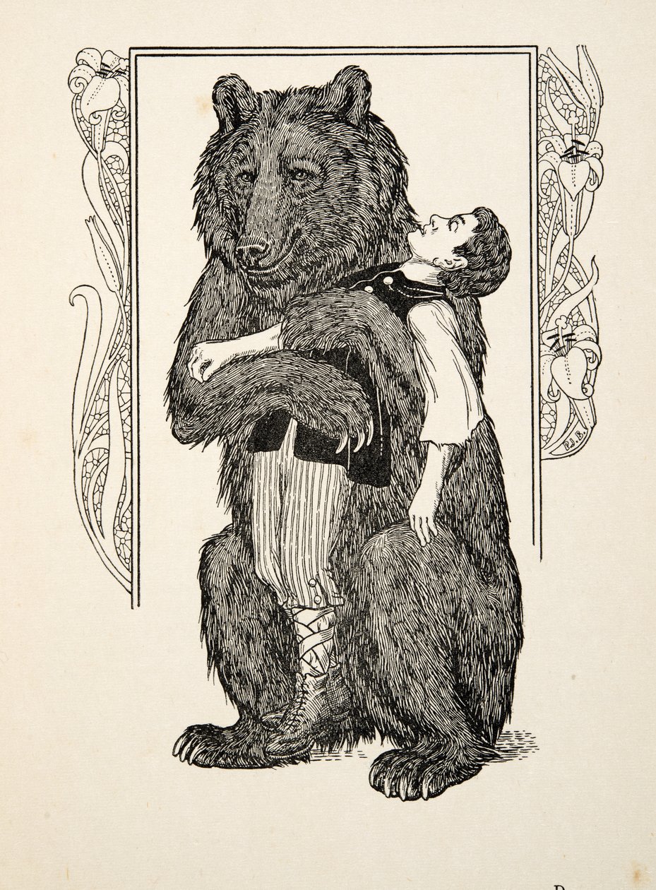 O urso e a criança, de cem anecdotes dos animais, bar. 1924 de Percy J. Billingshurst