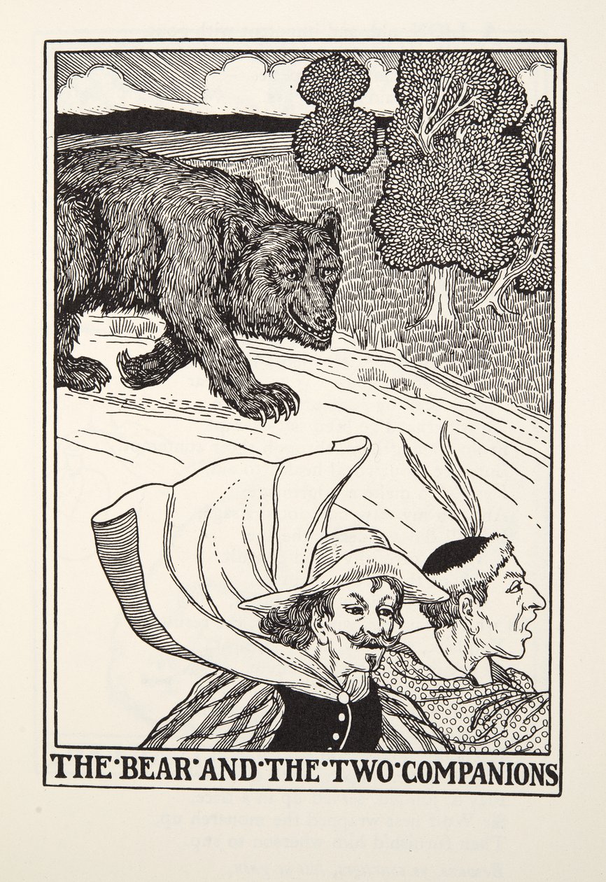 The Bear and the Two Companions, de Fontaine Fables, pub. 1905 (gravura) de Percy J. Billingshurst
