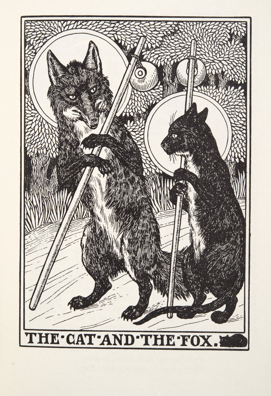 O Gato e a Raposa, de Fontaine Fables, pub. 1905 de Percy J. Billingshurst