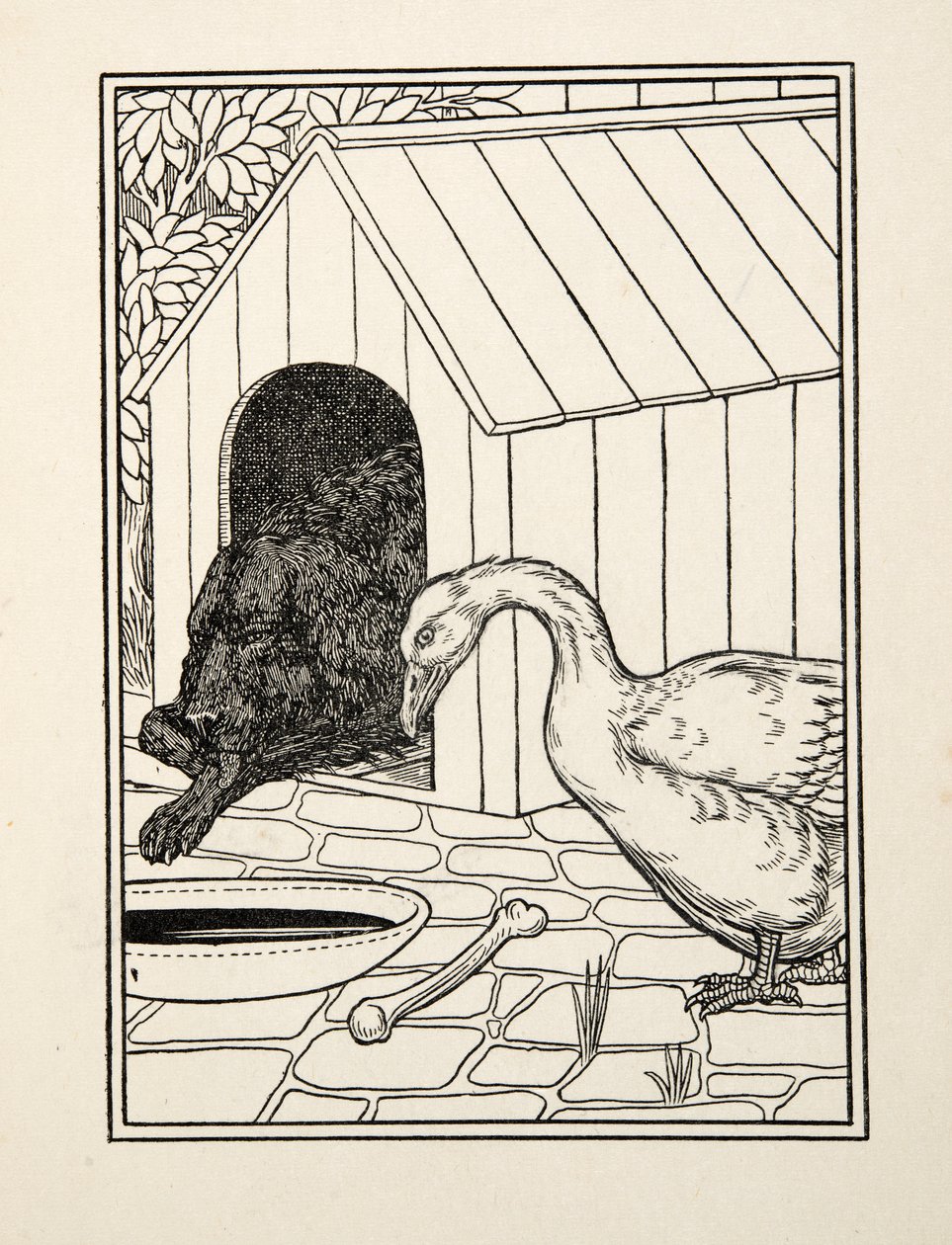 O cão e o ganso, de cem anecdotes dos animais, bar. 1924 de Percy J. Billingshurst