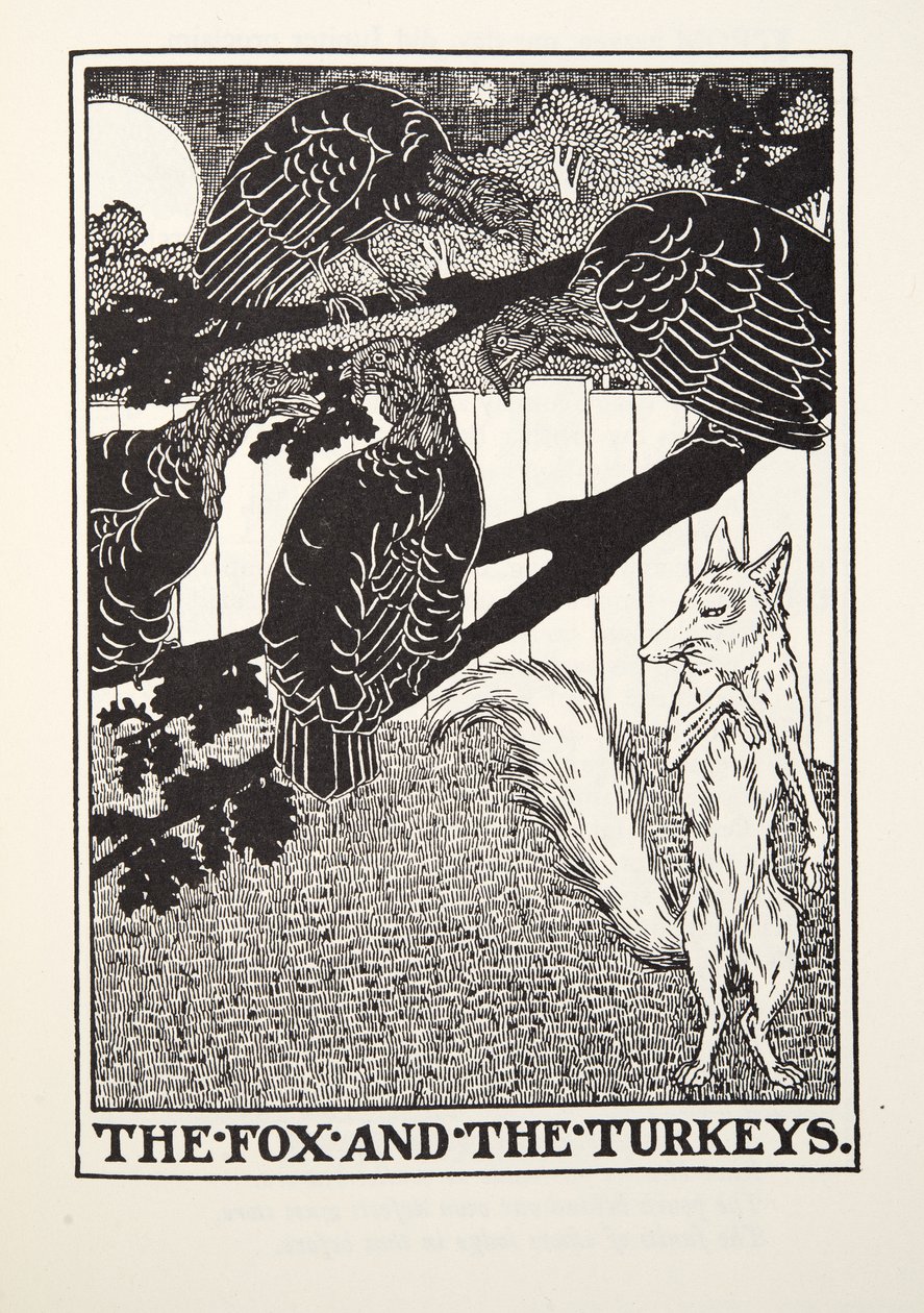 A raposa e os perus, de Fontaine Fables, pub. 1905 de Percy J. Billingshurst