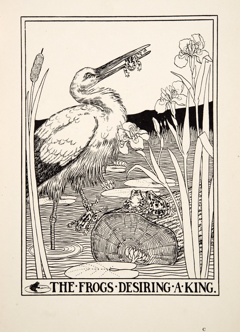 As rãs que desejam um rei, de cem fábulas de Esopo, pub.1903 de Percy J. Billingshurst