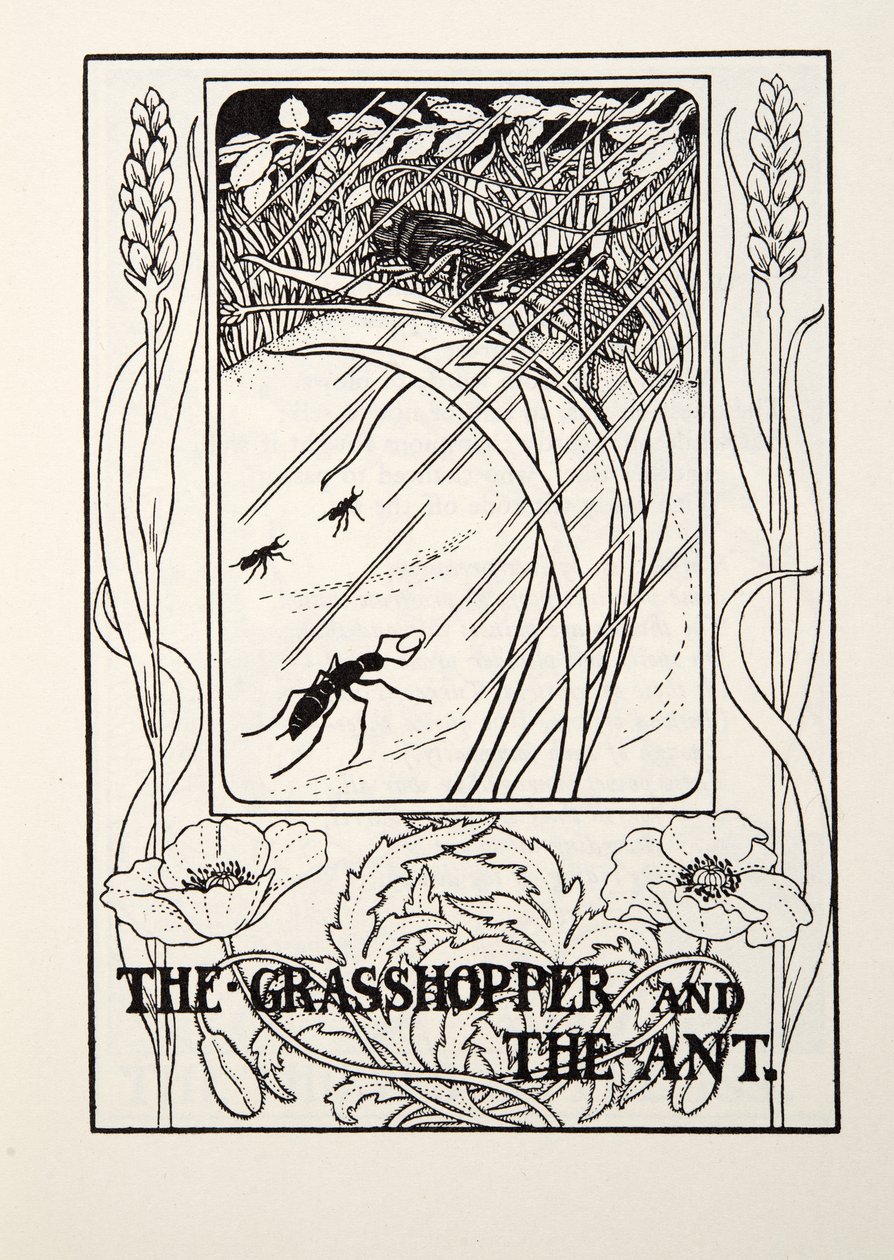 O Gafanhoto e a Formiga, de Fontaine Fables, pub. 1905 de Percy J. Billingshurst