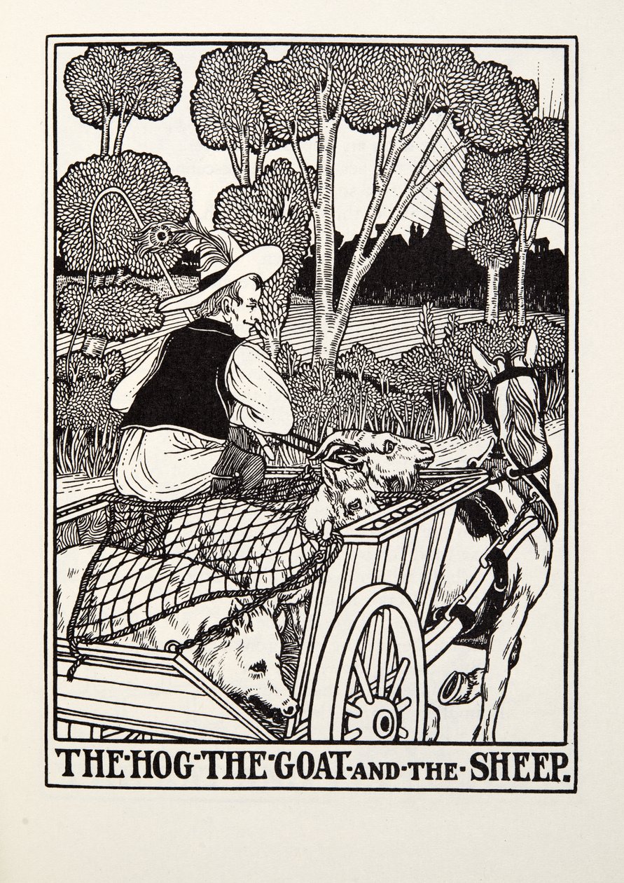 O porco, a cabra e as ovelhas, de Fontaine Fables, pub. 1905 de Percy J. Billingshurst