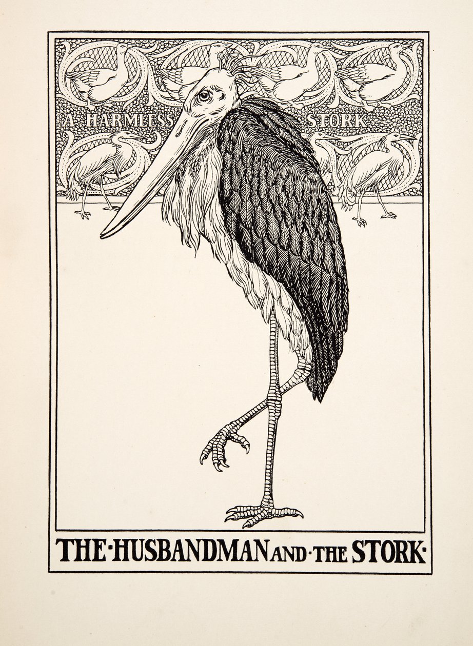O Marido e a Cegonha, de Cem Fábulas de Esopo, pub.1903 de Percy J. Billingshurst